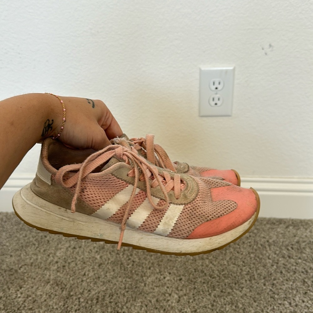 Extremely well loved pink adidas with suede